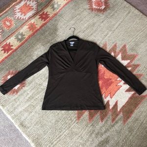 Ann Taylor Brown Ruched Mesh Top